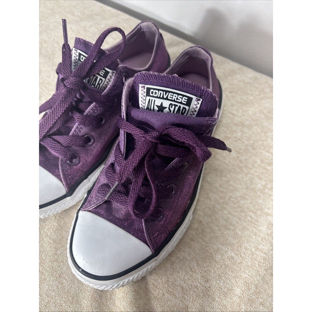 Converse All Star Double Tongue Girl's Skate Shoes berry Sparkle purple Sz 13 - Picture 2 of 14